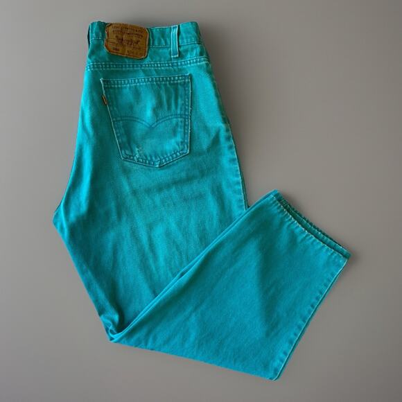Vintage Levis 560 Jeans 35 Teal Green Made In USA 80s Relaxed Fit Skater NYC - Picture 1 of 11
